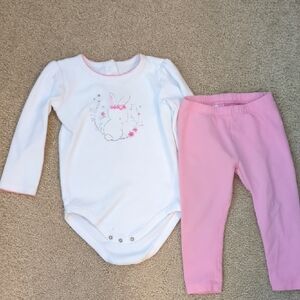 Gymboree White and Pink Bunny Matching Set